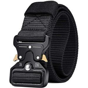 Tactical Belts Men Military Style Work Hiking Riggers Web Belt Heavy Duty Black